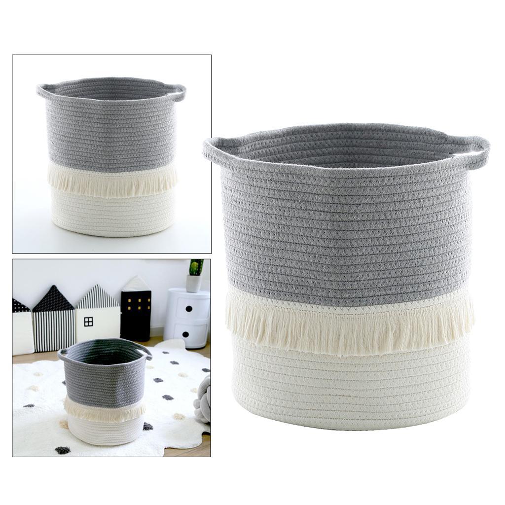 2x Laundry Basket 13 x 12inch Cotton Rope Basket Woven Storage w/ Handle