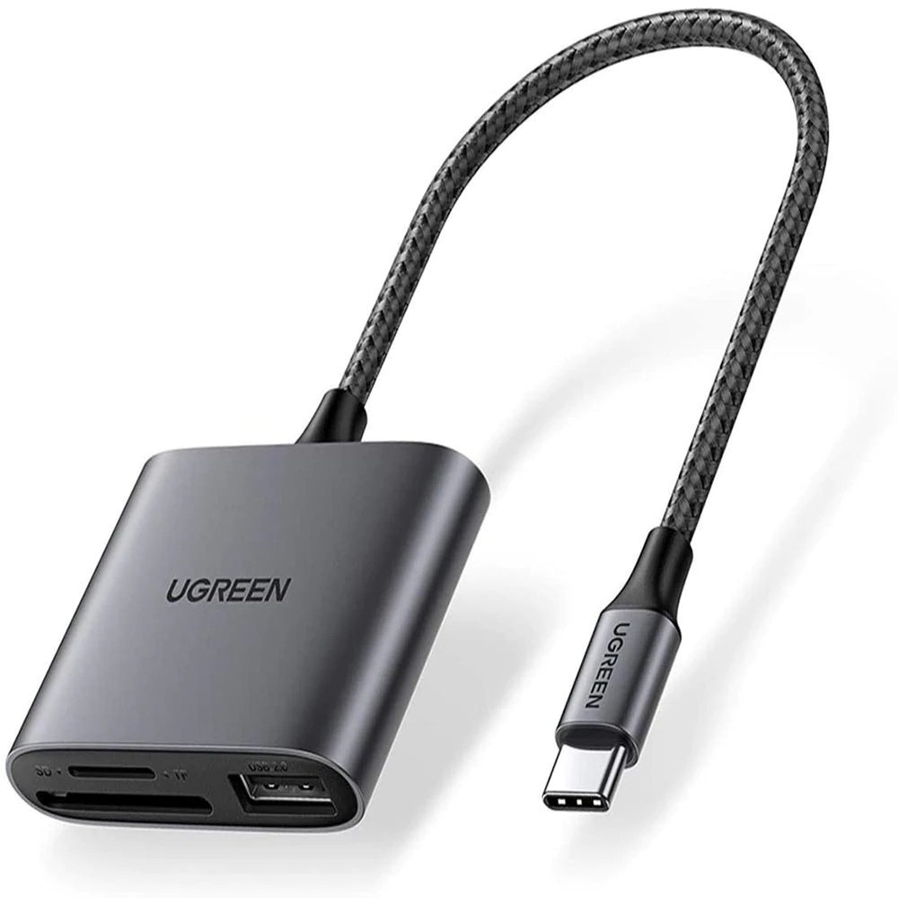 Đầu đọc thẻ SD /TF / USB A Ugreen CM387 80798 - Chuẩn USB 3.1 Type-C, Vỏ nhôm cao cấp - Hàng chính hãng