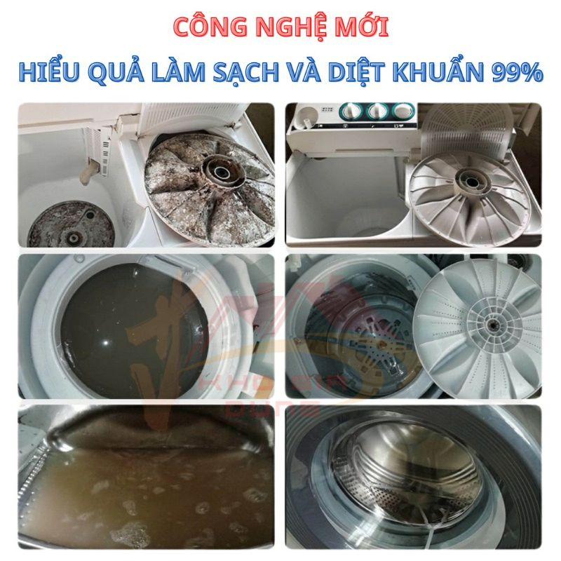Viên vệ sinh lồng máy giặt công nghệ mới diệt khuẩn 99% - Hộp 12 viên tẩy lòng máy giặt rửa sạch cặn lồng giặt