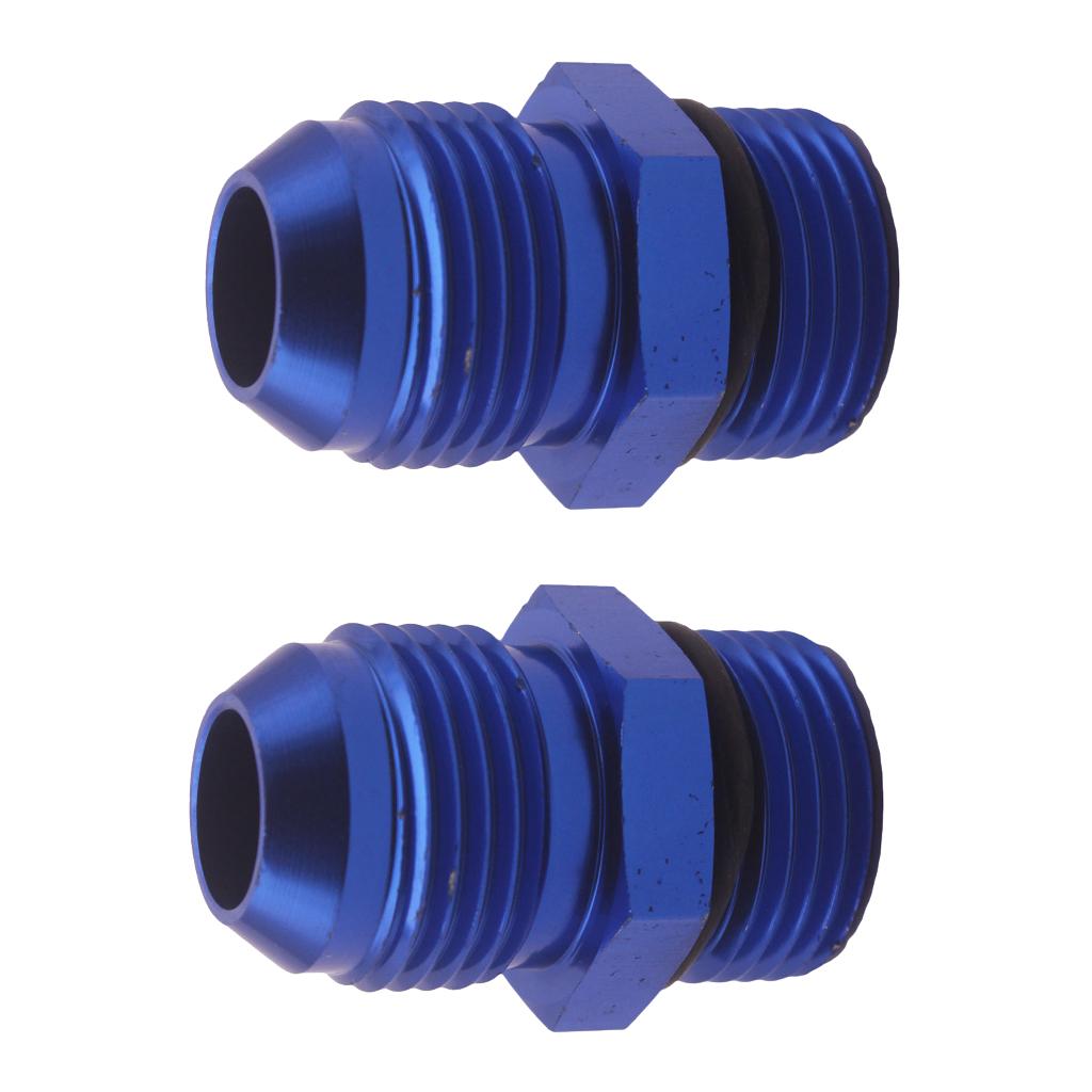 2 Pieces Blue Aluminum Billet AN10 10 An - ORB10 Male Fitting Straight Adapter