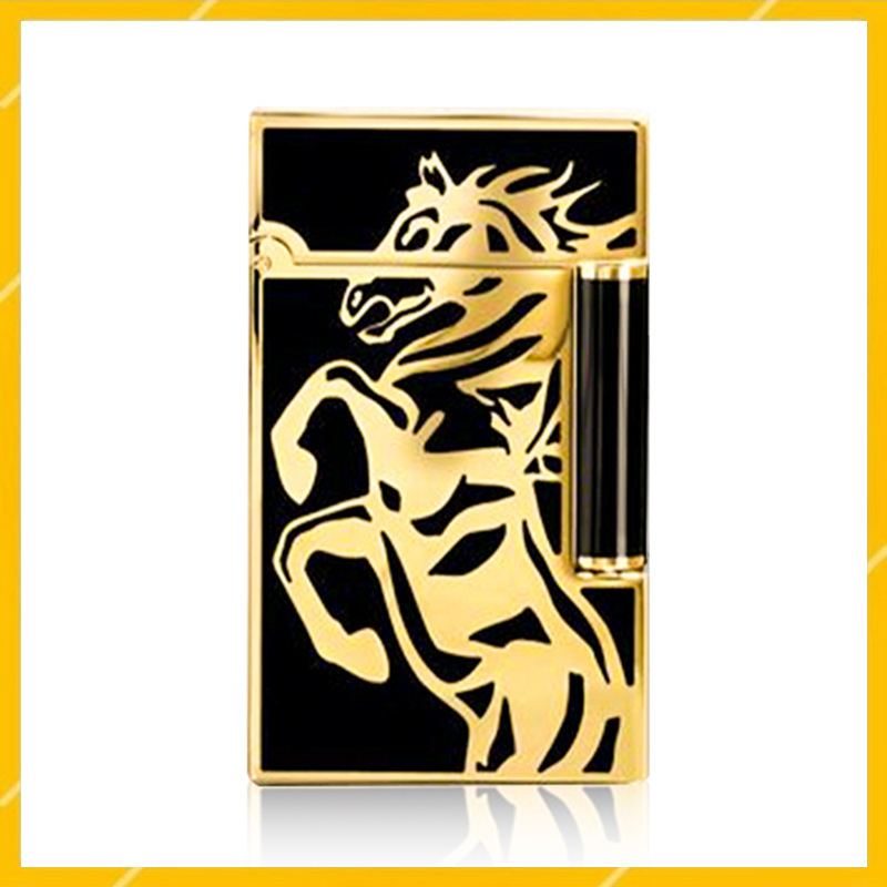 Vỏ Hột Quẹt Bật Lửa Upon Gas Đá D204V Họa Tiết Sơn Mài Ngựa Bản Giới Hạn Màu Vàng - Dùng Gas Đá Cao Cấp