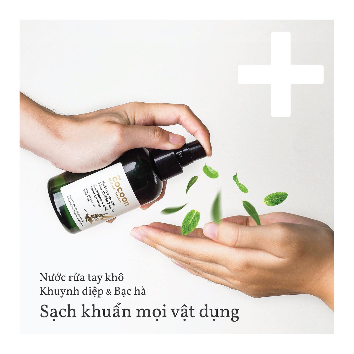 Nước Rửa Tay Khô Khuynh Diệp và Bạc Hà Cocoon Hand Sanitizer 140ml + Tặng Kèm Băng Đô Tai Mèo Màu Ngâu Nhiên