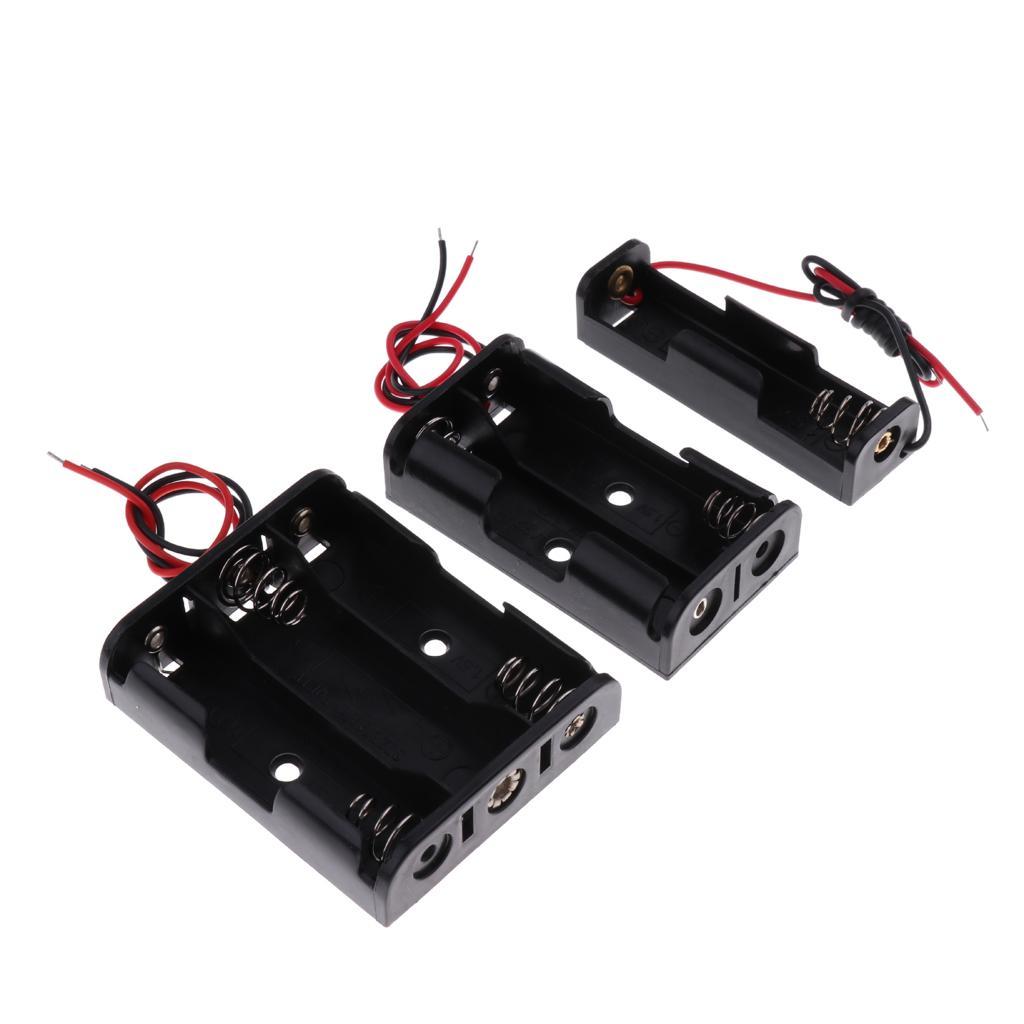 10x Plastic Battery Holder Box Storage Case Set with Wire for AA Battery