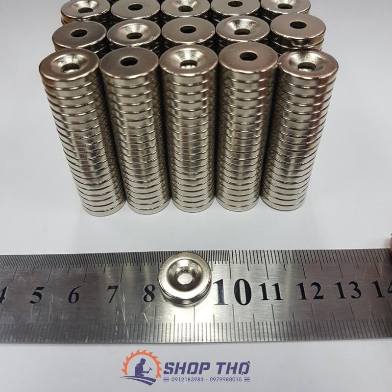 Nam châm tròn Phi 15x3mm (lỗ 3mm) (set 5 cái )