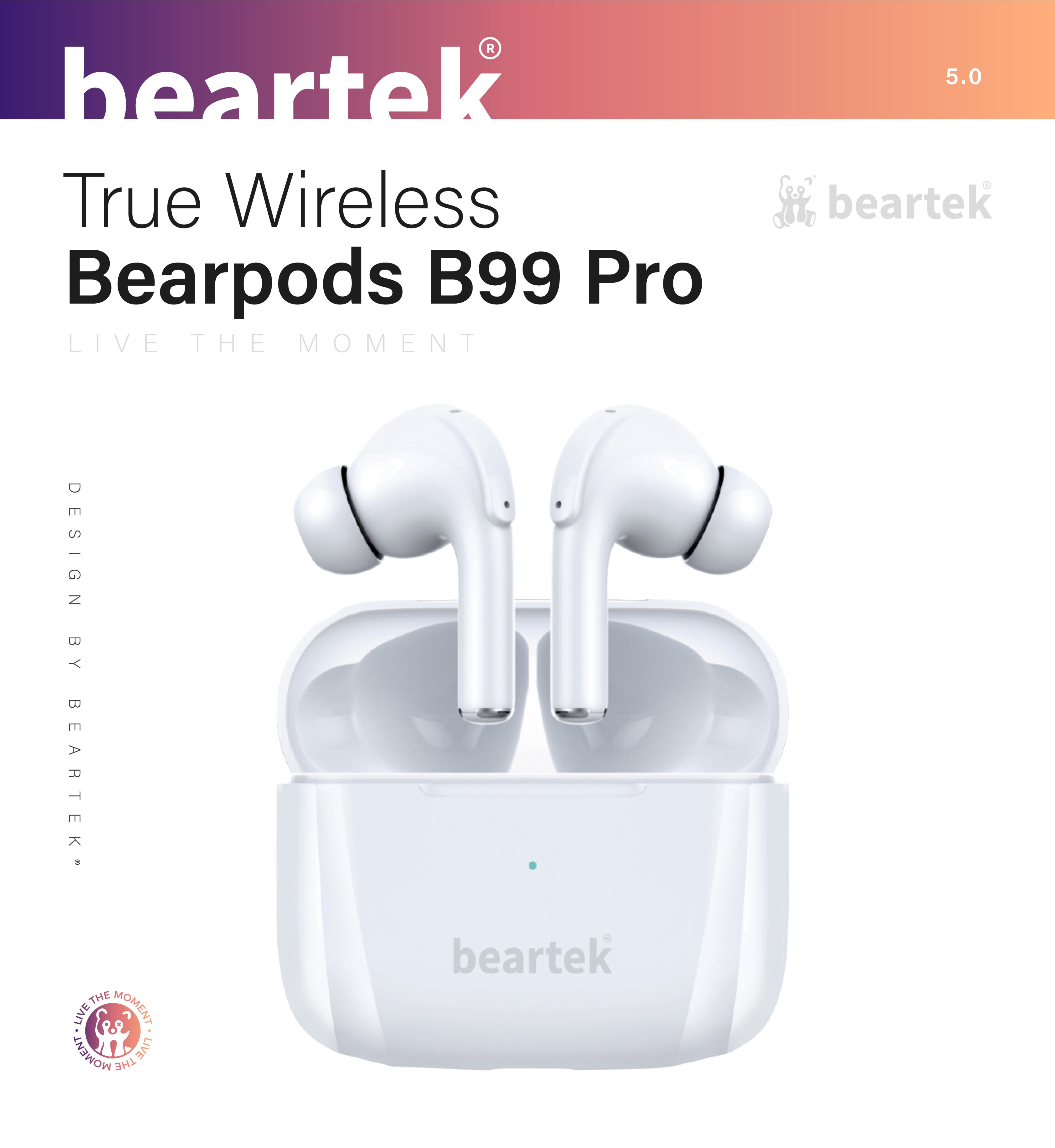 Tai nghe bluetooth không dây BEARTEK Bearbuds B99 – Chạm cảm ứng – Thời gian sử dụng lên tới 4h - Hàng chính hãng