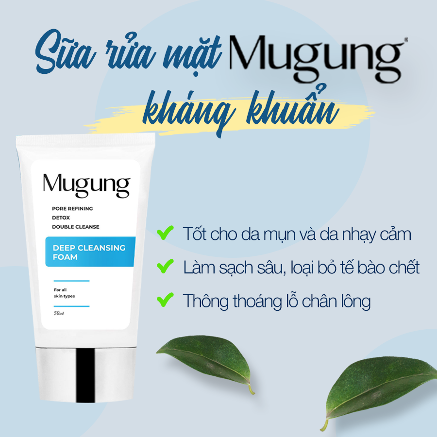 Combo ngăn ngừa mụn Mugung gồm Sữa rửa mặt và Serum Acne Treatment không bong da bí quyết sạch bay mụn thâm,mụn bọc,mụn trứng cá, dành cho mọi loại da 15ml và 15gram