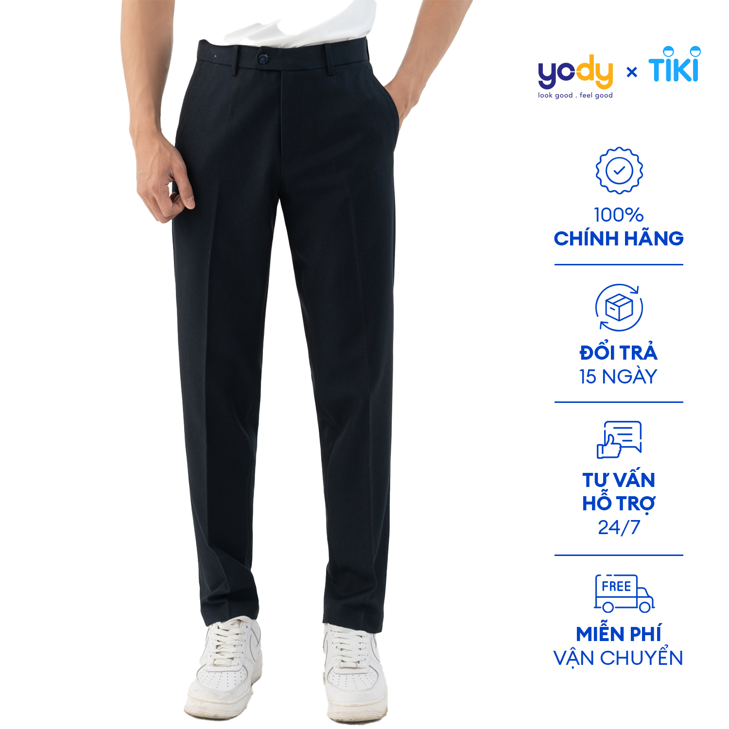 Quần âu công sở nam YODY dáng suôn cao cấp chất co dãn tốt QAM3127