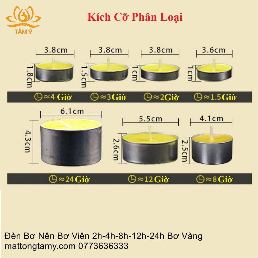 Đèn Bơ Thực Vật Tinh Khiết Nến Bơ Viên 2h-3h-4h-8h-12h (Hộp 50-100 Viên Tùy Loại) Bơ Màu Đỏ/Vàng