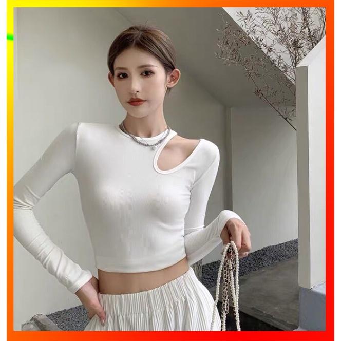 Áo Croptop Tay Dài phong cách Ulzzang dáng ôm body, Croptop Nữ Tay Dài