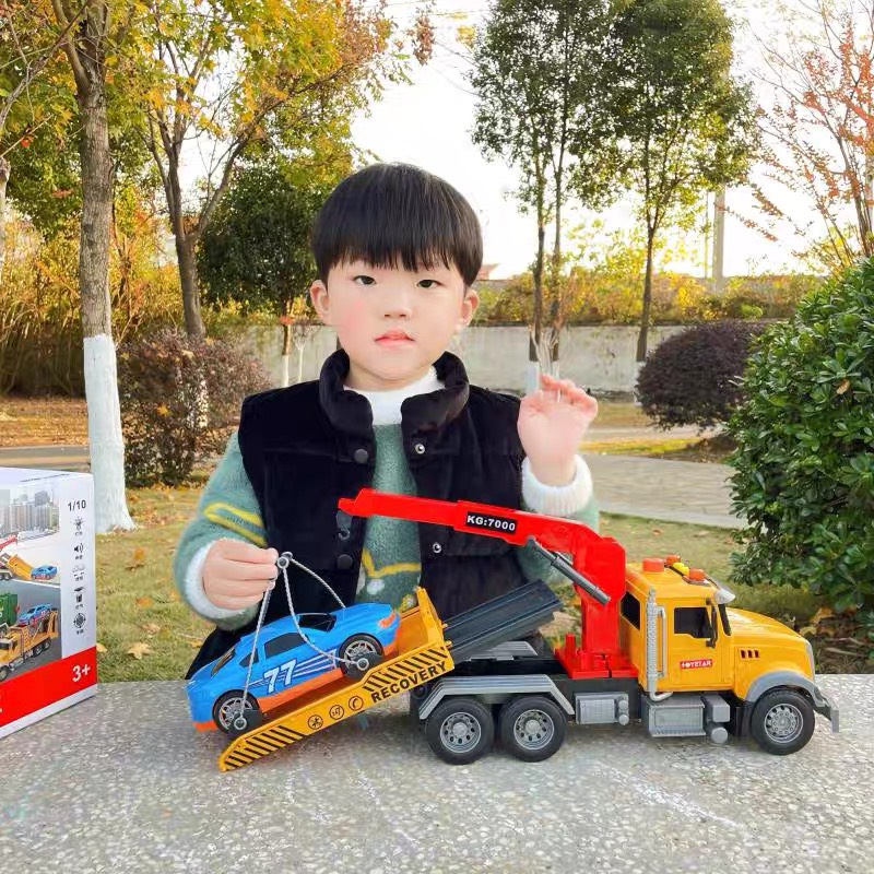 Đồ chơi xe ô tô cứu hộ giao thông cao cấp chạy đà có đèn nhạc mô hình hoạt động nâng hạ như thật cho trẻ em