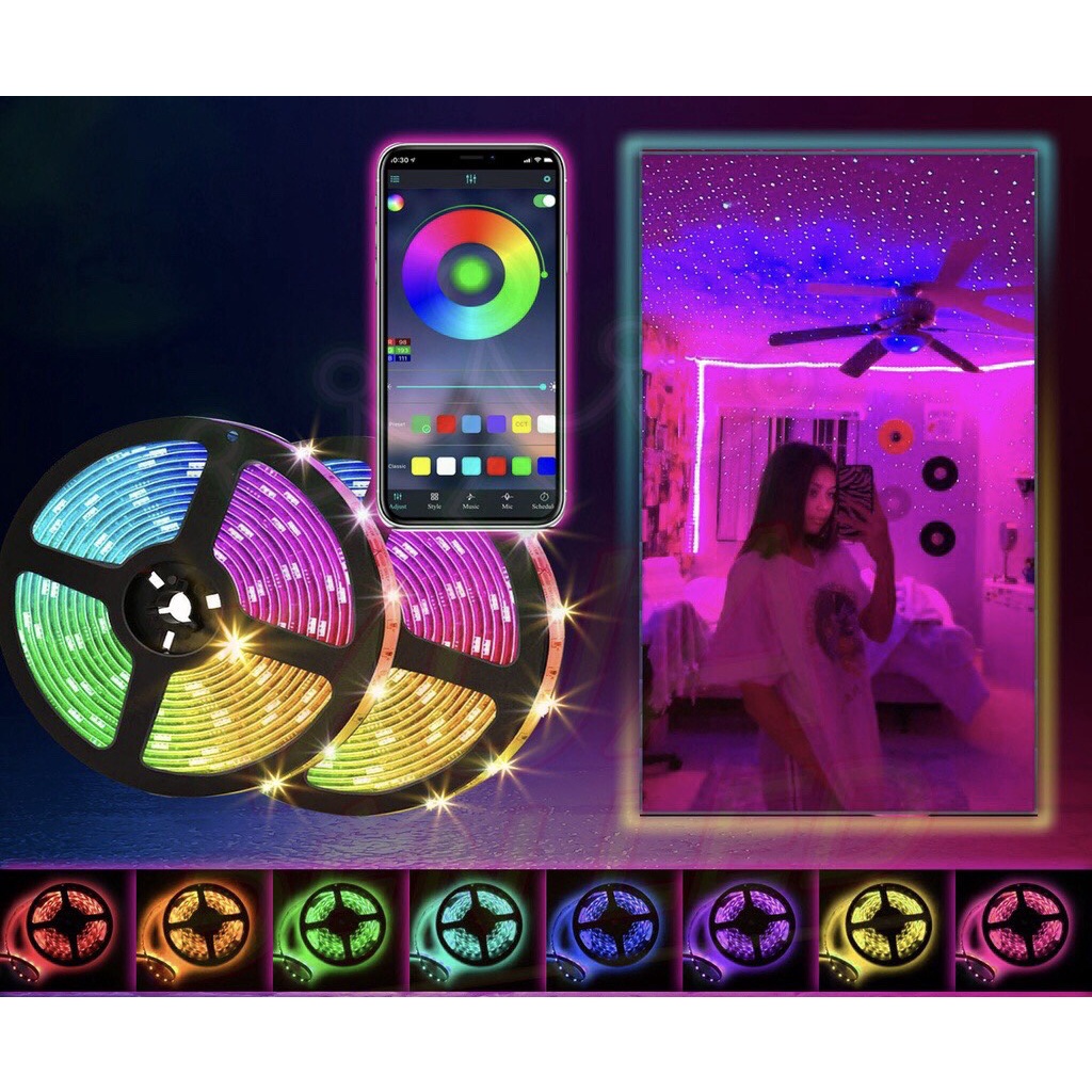 CUỘN LED DÂY DÁN ĐỔI 8 MÀU RGB 5050 Chống nước - Phủ Silicone