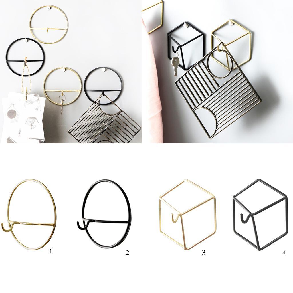 Nordic Style Geometric Design Cast Iron Art Wall Hook Storage Rack