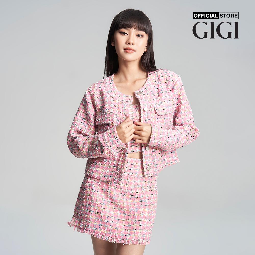 GIGI - Áo khoác vải tweed nữ tay dài dáng croptop thời trang G1603O231605