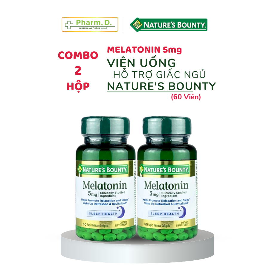 Combo 2 Hộp Viên Uống Hỗ Trợ Điều Hòa Giấc Ngủ NATURE'S BOUNTY Melatonin 5mg (60 Viên)