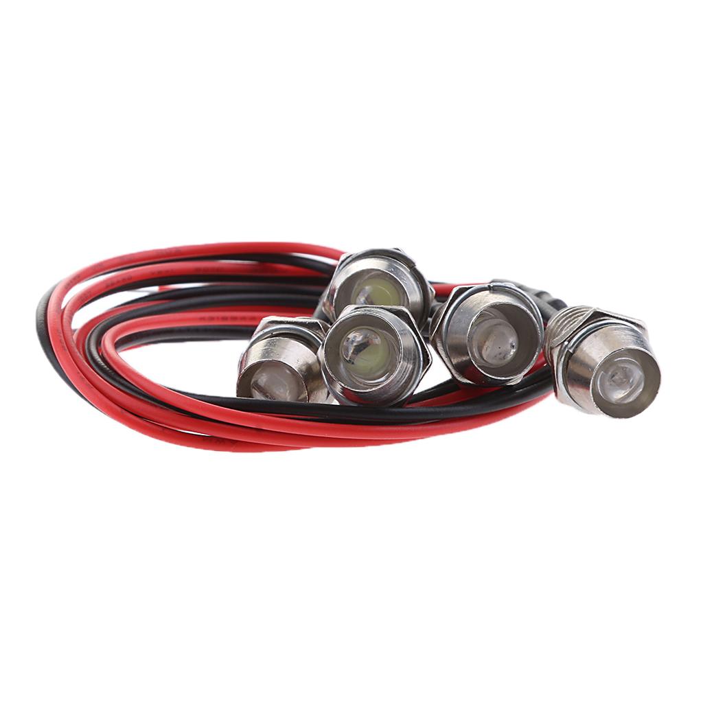 Pack of 5 LED 12V 1.8W Indicator Light Car Boat Dashboard Panel Bulbs Red