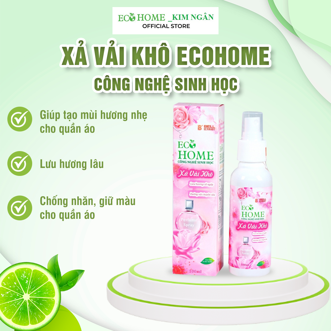 Xả Vải Khô Dạng Xịt Công Nghệ Sinh Học Ecohome 100ml Hương Comfor While Vỏ Hồng Làm Mềm Vải Khử Mùi Hôi, Lưu Hương Lâu