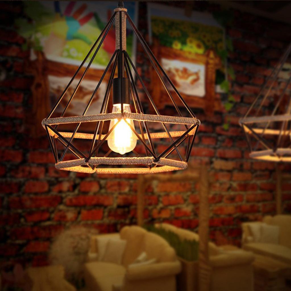 Vintage Black Metal Iron Ceiling Pendant Lampshade Hanging Chandelier Light