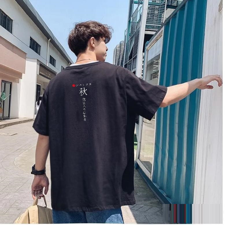 Áo thun Tay lỡ Nam Nữ Form Rộng In decal Nhật Bản 3 màu đen Trùm Unisex vải cotton thích hợp đi chơi