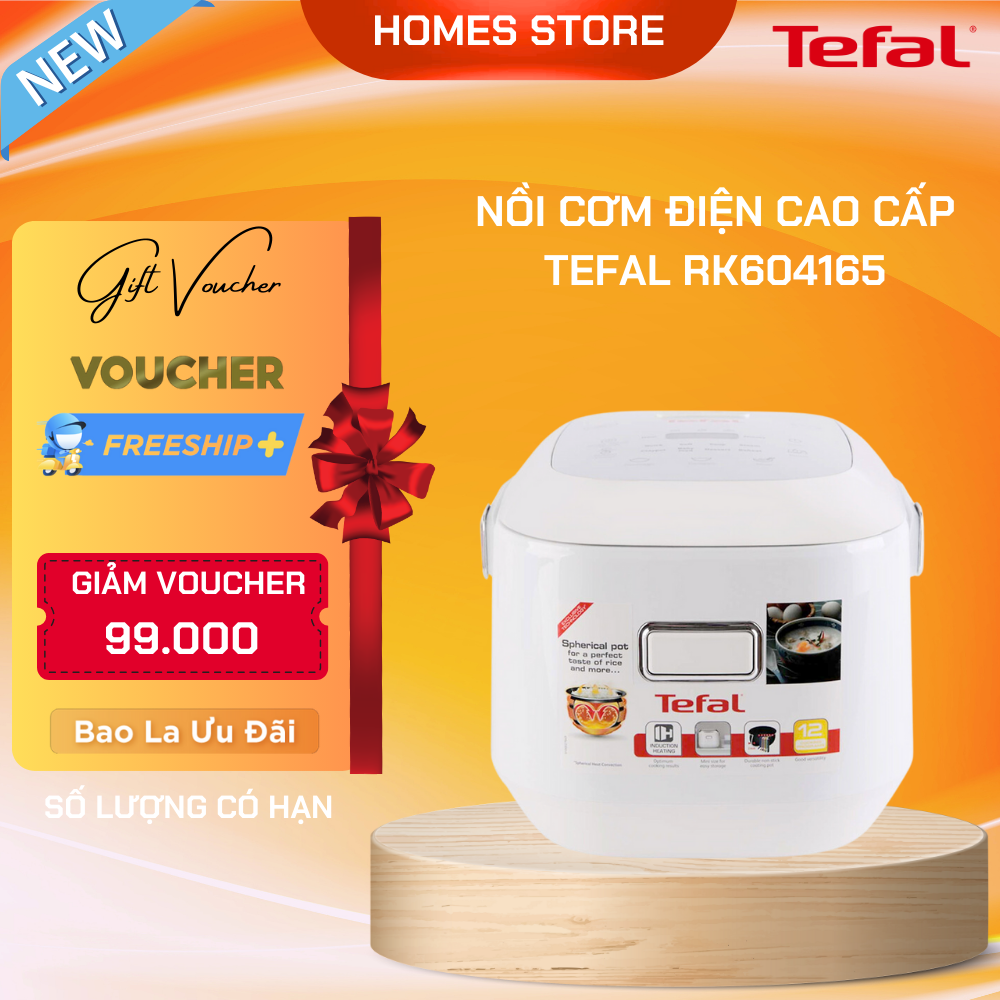 Nồi Cơm Điện Tử Cao Tần Tefal Mini 0.7 Lít RK604165 Công Suất 800 W - Hàng Chính Hãng