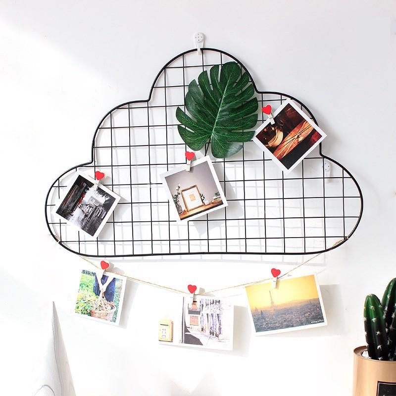 Lưới sắt hình đám mây siêu kute - decor treo ảnh - Tặng kèm móc treo