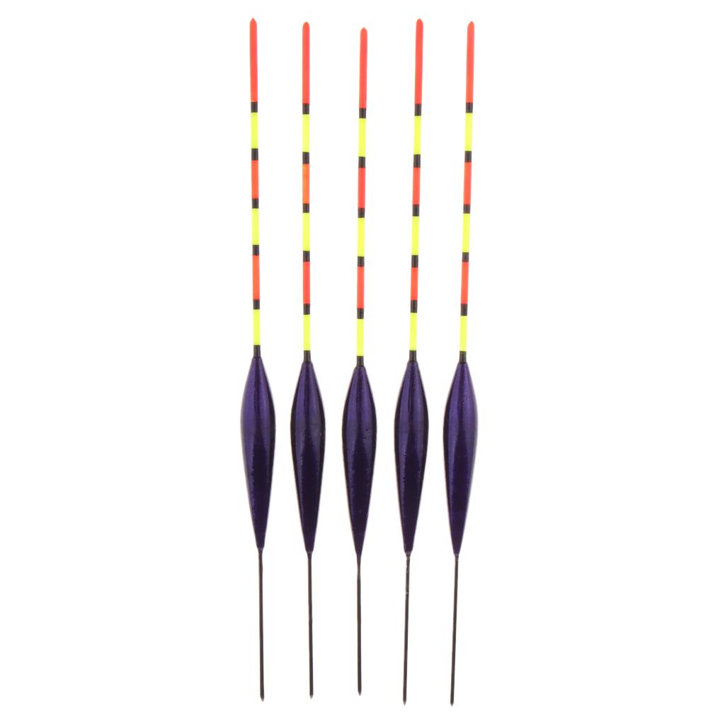 5pcs Rock Fishing Buoy Plastic Wood Fishing Floats Slip Bobber Floats Purple