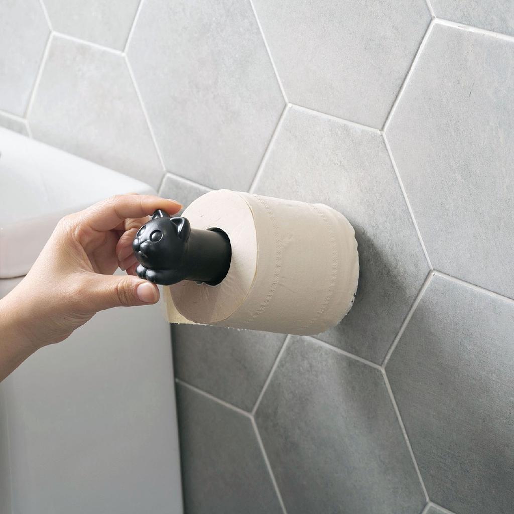 Giá treo cuộn giấy vệ sinh gắn tường khắc hình mèo ngộ nghĩnh thú vị