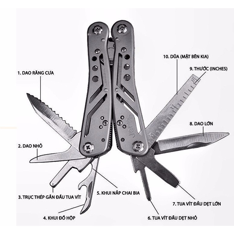 Kìm đa năng 13 chức năng Jeep Multi Function Pocket Pliers. Có túi đựng đeo thắt lưng