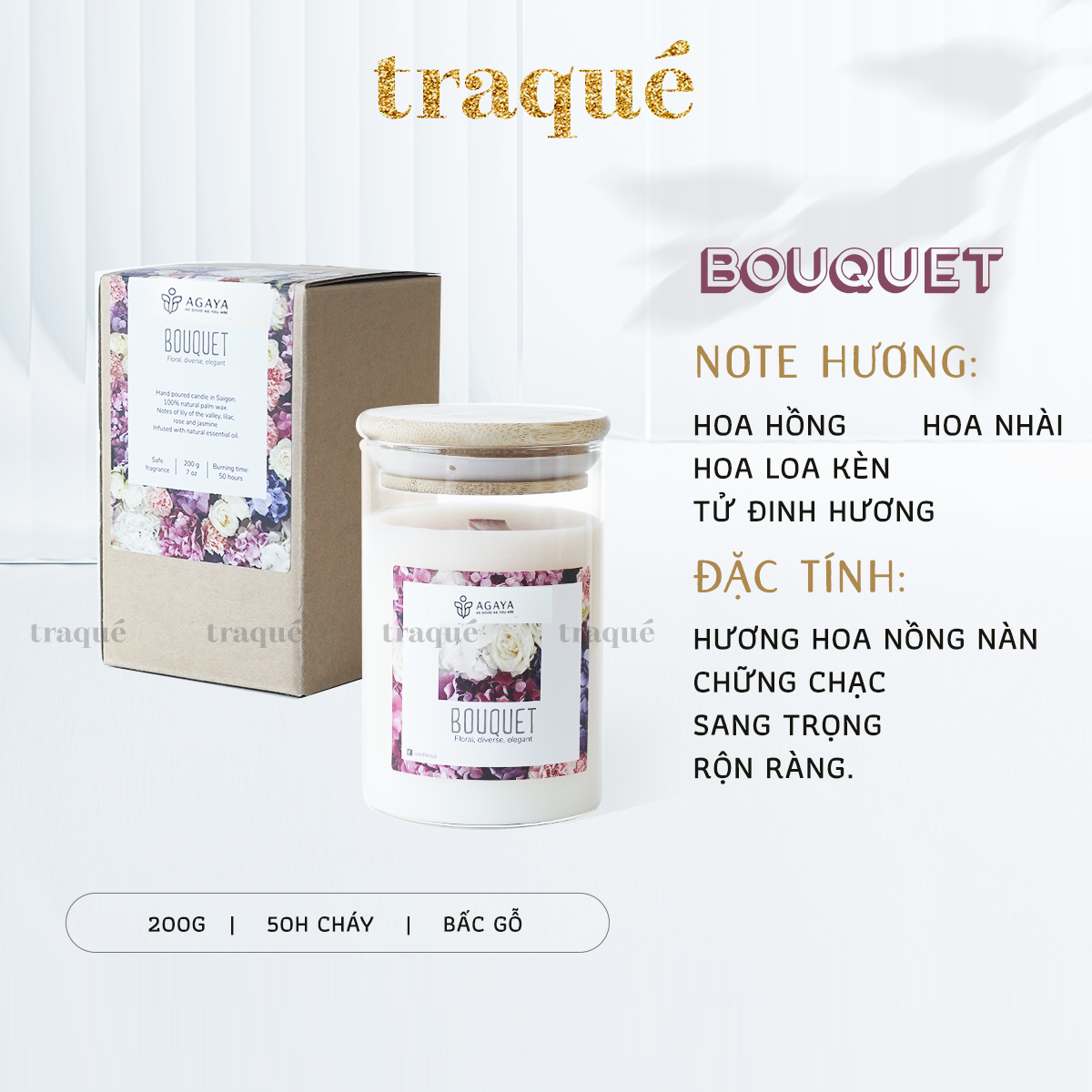 Nến thơm tinh dầu cao cấp không khói an toàn Candle Cup - BOUQUET - M - 200G