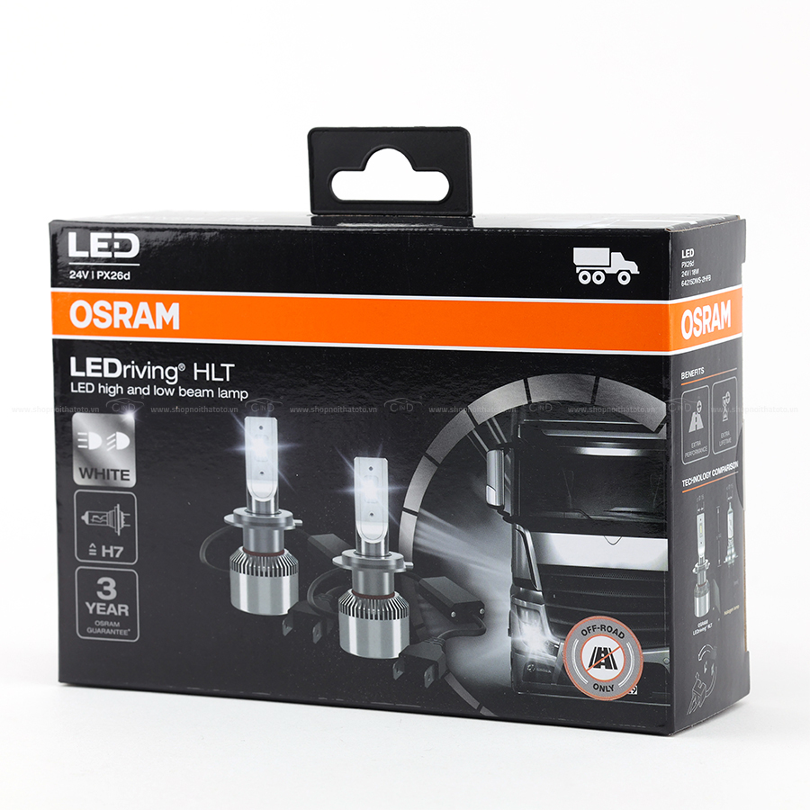 Combo 2 Bóng Đèn Led HLT OSRAM H7 64215DWS 24V 18W