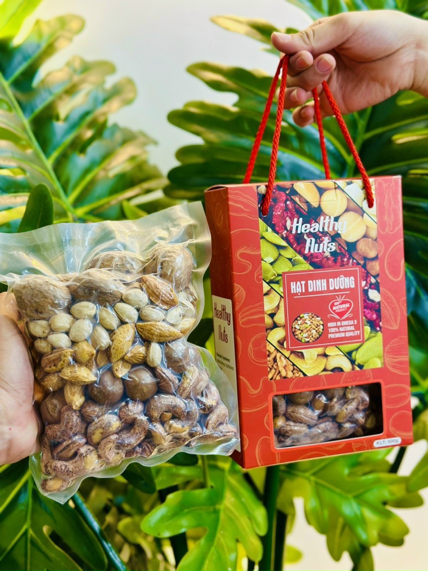 Hộp quà Mix 5 loại hạtHộp hạt dinh dưỡng .Healthy Nuts 500gr