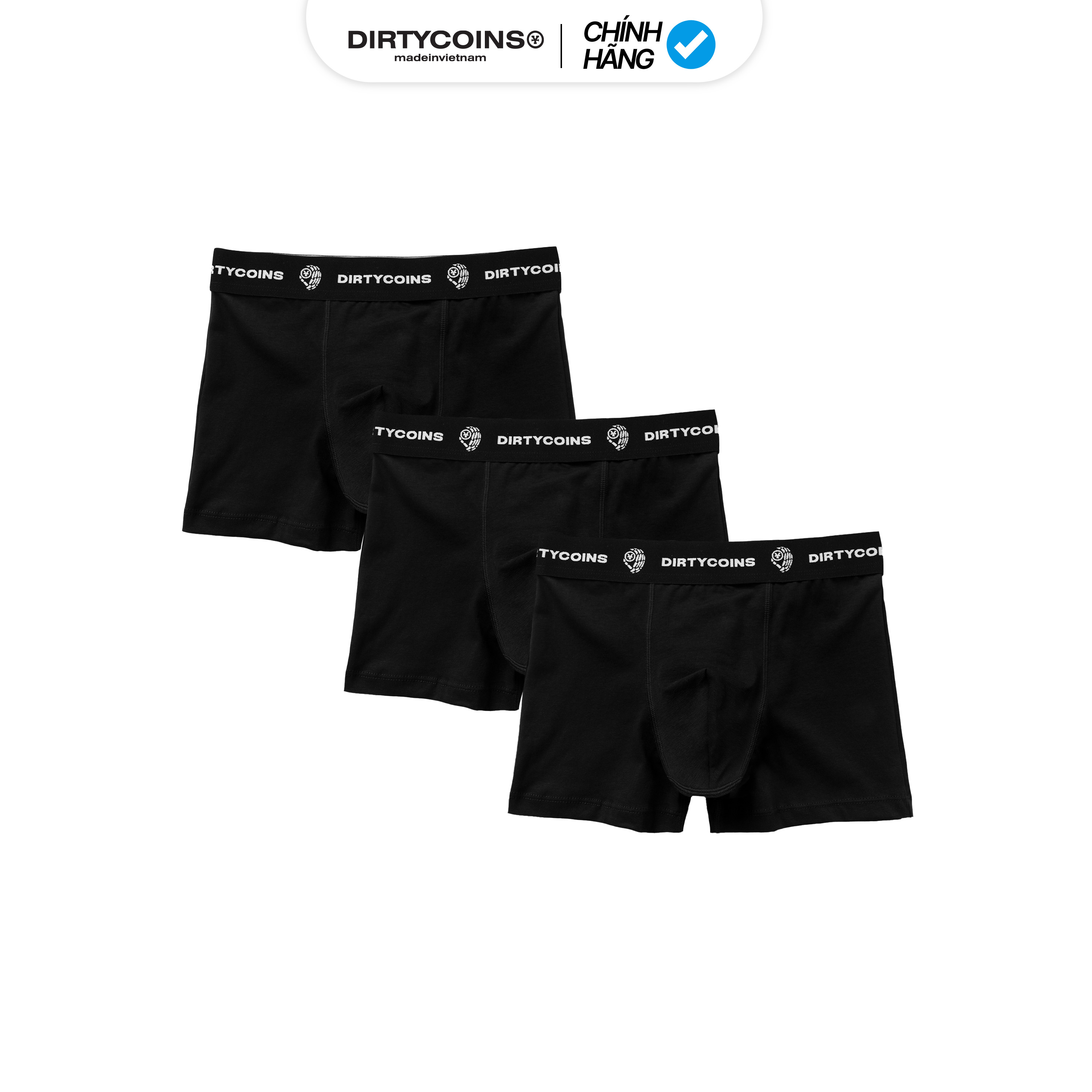 Quần DirtyCoins Logo Boxer - Black - Pack of 3