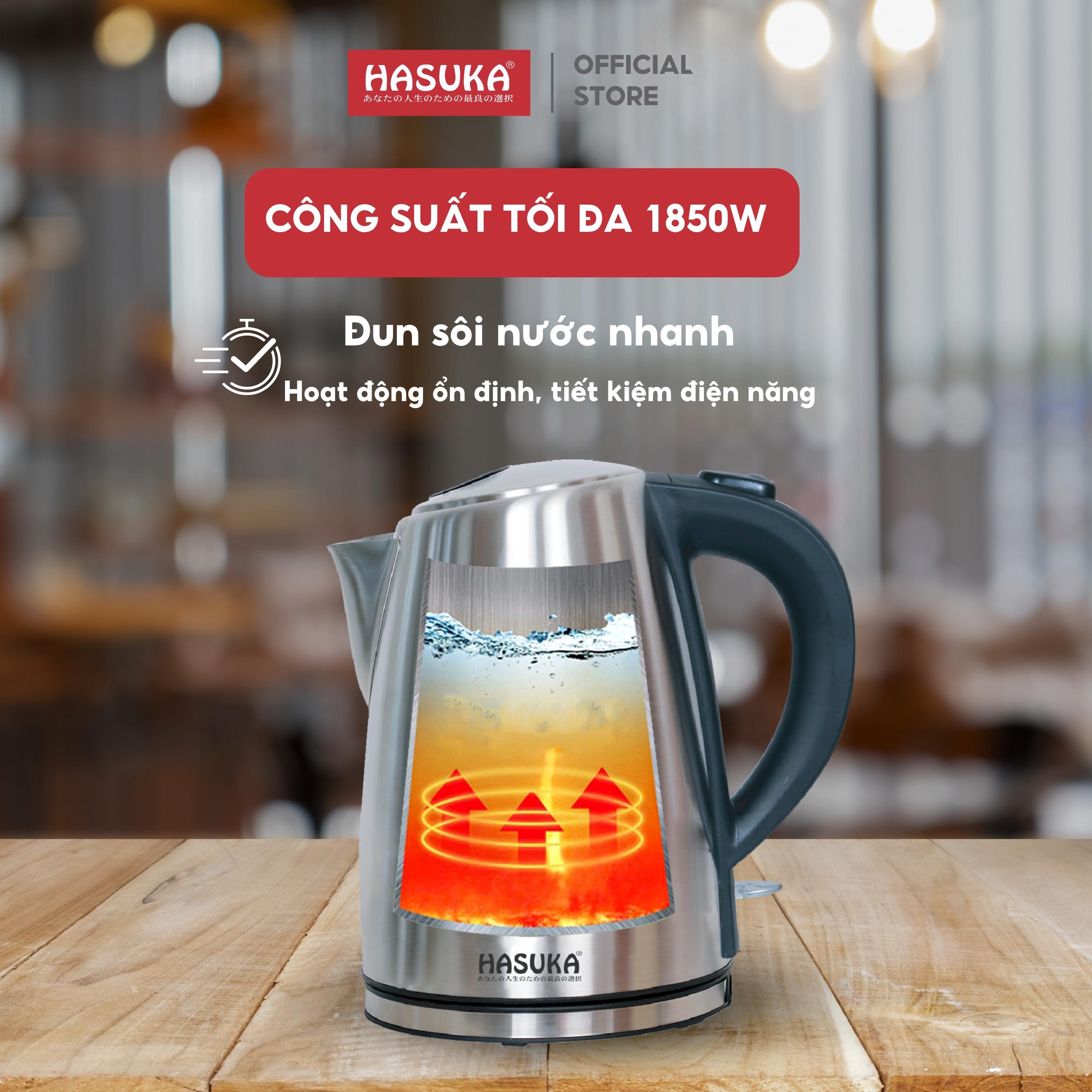 Ấm siêu tốc HASUKA HSK-177 dung tích 1.7L, công suất 1850W đun nhanh, chế độ ngắt tự động tiết kiệm điện tối đa - HÀNG CHÍNH HÃNG