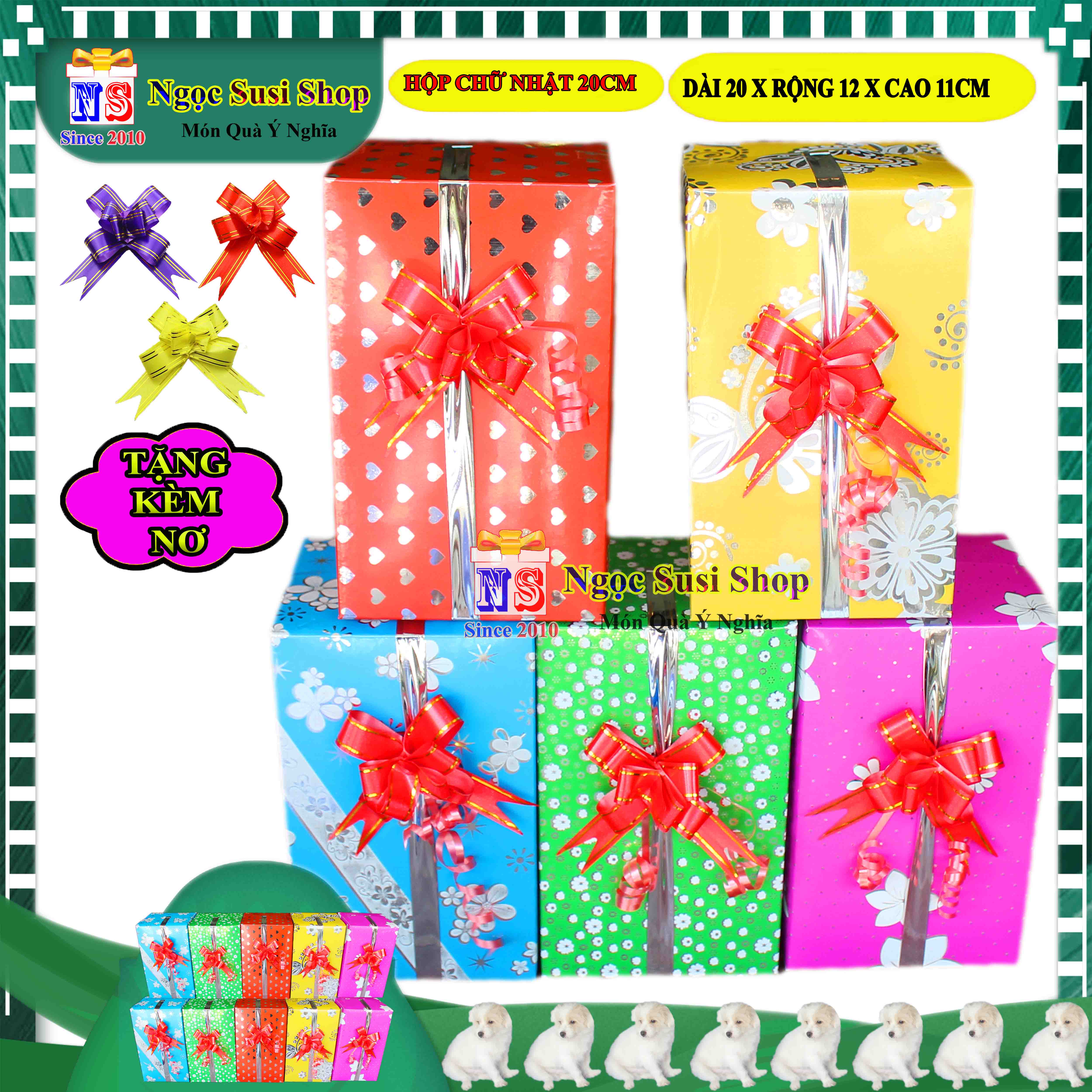 HỘP QUÀ CHỮ NHẬT SIZE TRUNG 20CM NHIỀU MÀU + TẶNG KÈM NƠ 1,8CM - HỘP QUÀ TẶNG GIẤY KIẾNG RẤT ĐẸP
