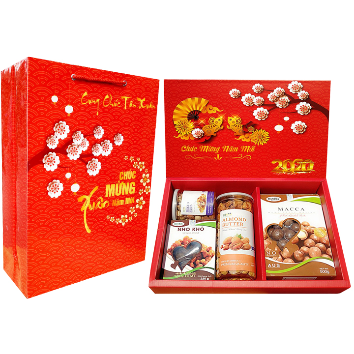 HỘP QUÀ TẾT-4 LOẠI HẠT DINH DƯỠNG CAO CẤP SANG TRỌNG 
