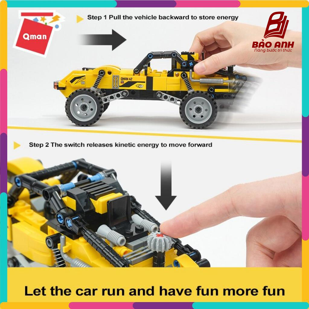 Bộ Đồ Chơi Xếp Hình Thông Minh Qman 42108 Xe Đầu Kéo 3 Trong 1 Chạy Dây Cót 622 Mảnh Ghép Cho Trẻ Từ 6 Tuổi