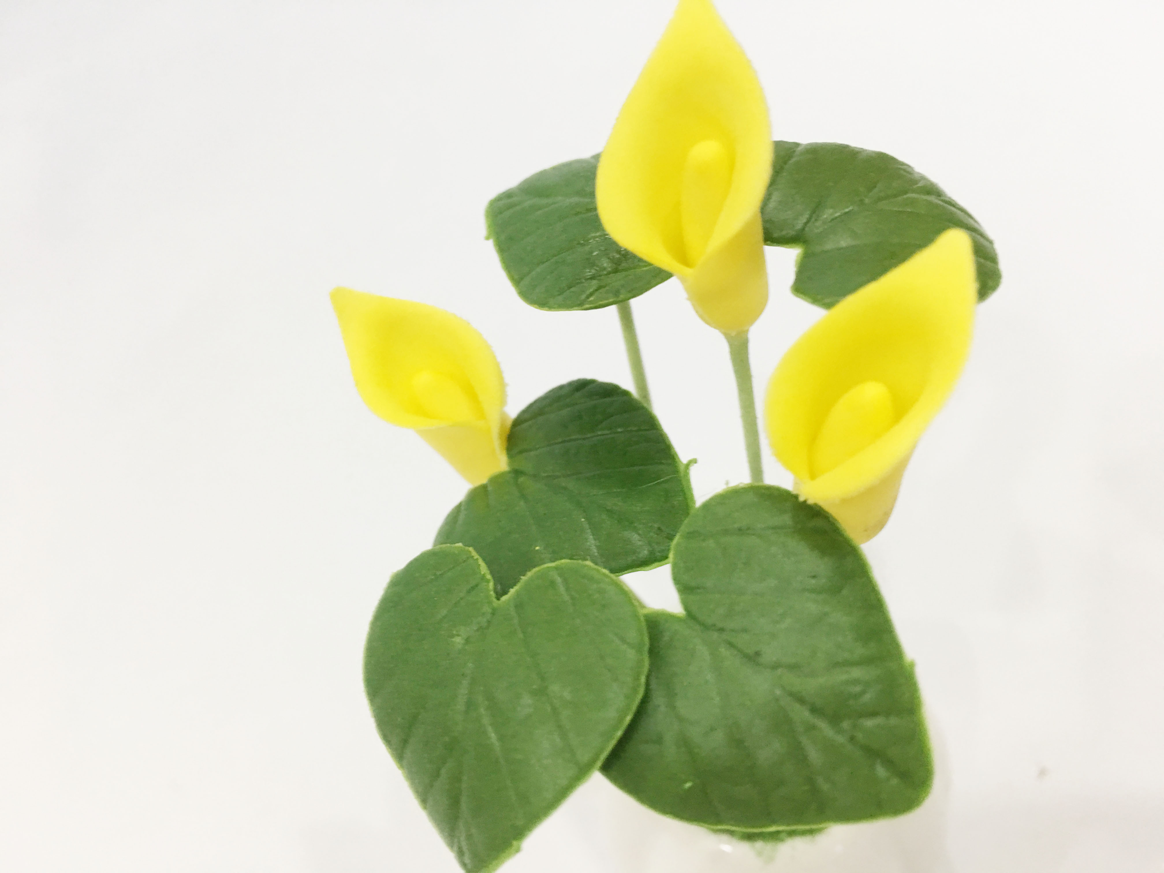 Chậu hoa đất sét mini - Cây hoa rum / hoa thủy vu / loa kèn Arum  - Quà tặng trang trí handmade