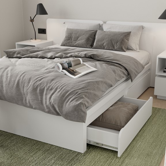 SELINA, Giường ngủ 2 hộc tủ kéo BED_129, 207x207x90cm