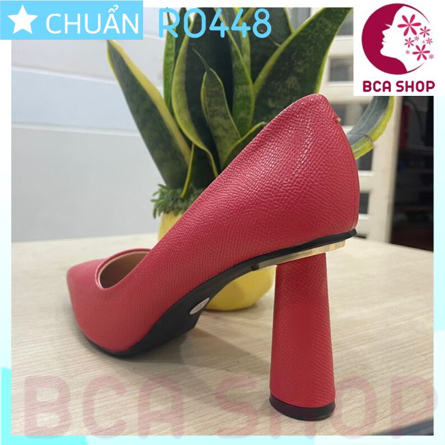 Giày cao gót nữ 8p RO448 ROSATA tại BCASHOP da tạo vân thời trang, gót trụ cách điệu - màu đỏ