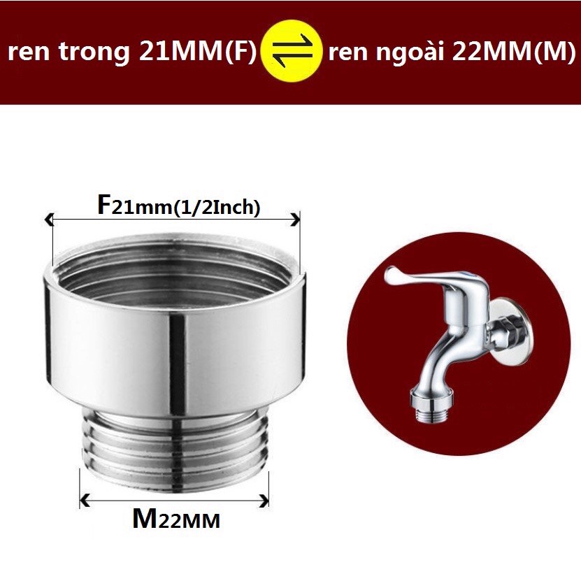 Đầu chuyển đổi vòi nước Inox Ren ngoài F21-M22;M24-M21