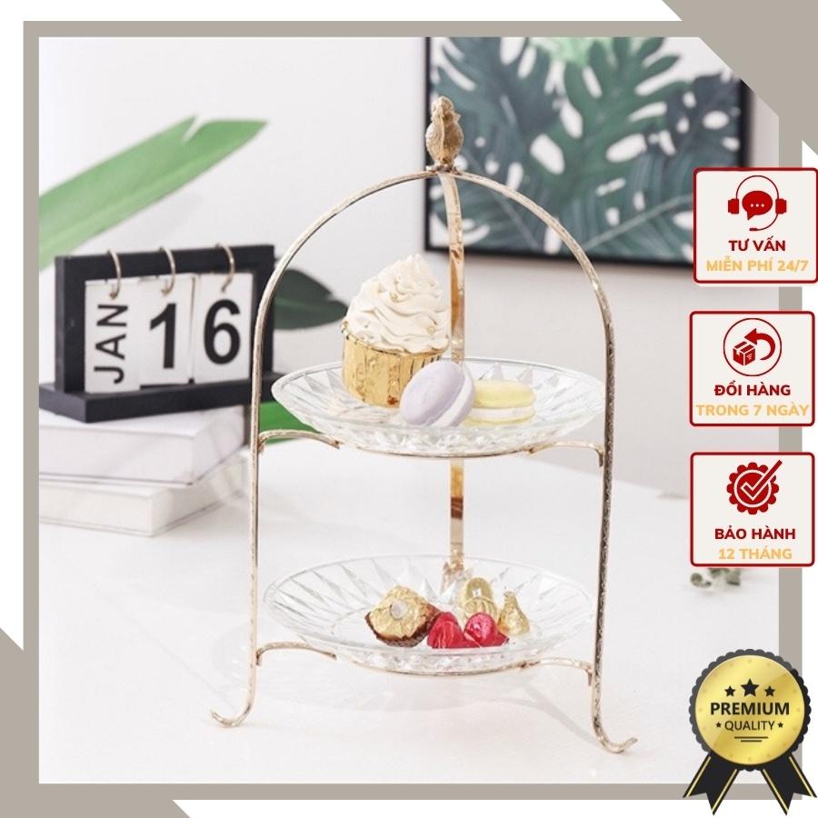 Đĩa quả 2 tầng Chim khuyên tân cổ điển phong cách Bắc Âu Decor-08S