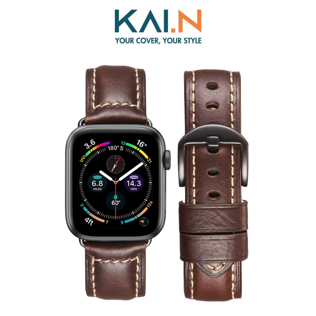 Dây Da Sáp Dầu Kai.N Dành Cho Apple Watch Ultra / Apple Watch Series 1-8/SE/SE2022, Kai.N Classic Italia Leather - Hàng Chính Hãng