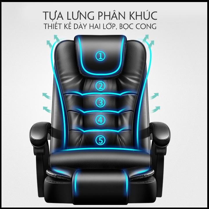 Ghế Văn Phòng Ngả Lưng Có Massage Cao Cấp - Ghế Làm Việc Bọc Da, Ghế Xoay Văn Phòng Đa Năng