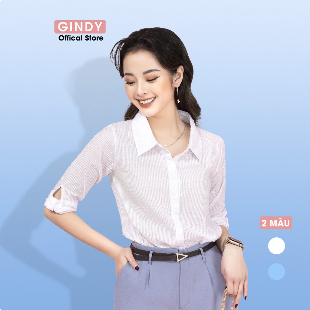 Áo sơ mi nữ vải đũi GINDY thiết kế basic ulzzang đồ công sở thanh lịch A10053 A10038