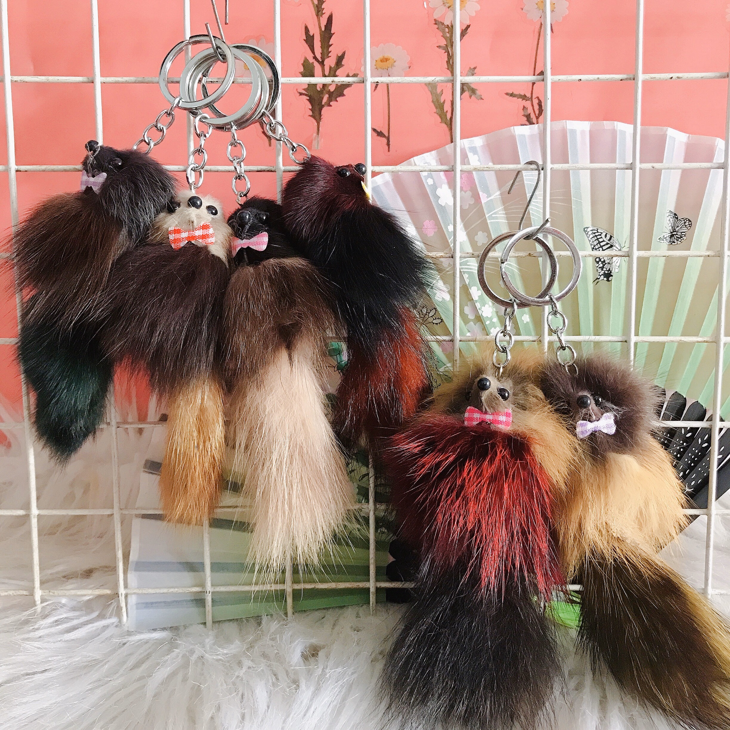 Móc Khóa Lông Mềm Mượt Hình Thú Dễ Thương Xinh Xắn - Móc Khóa Chồn Đuôi Dài Mới