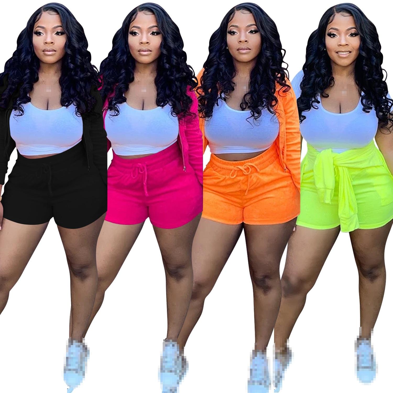 Quần Short Bộ Bộ 3 Nữ Bộ 3 Bộ Nữ Trang Phục Áo Nữ 2021 Sỉ Quần Áo Quần Short Nữ Sexy Phù Hợp Với