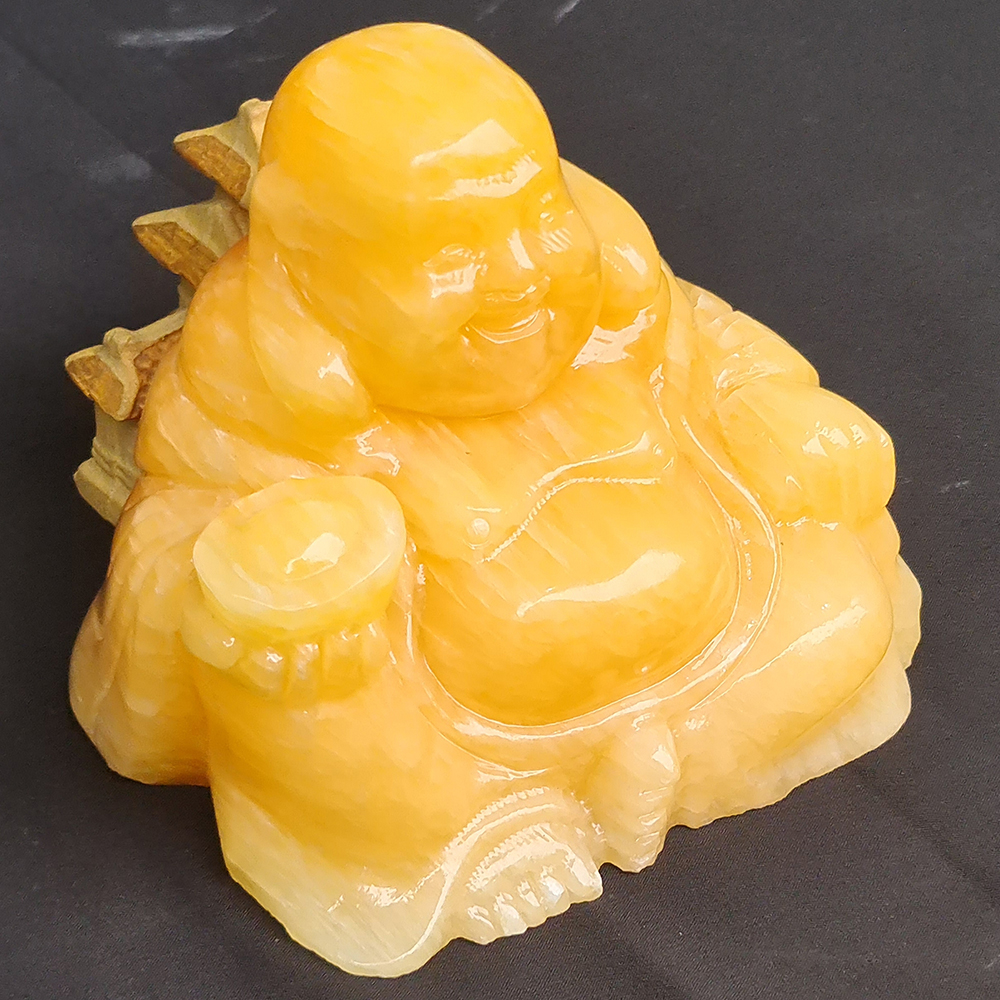 Tượng Phật Di Lặc Bát Vàng Đá Ngọc Hoàng Long - 10 Cm - Mx