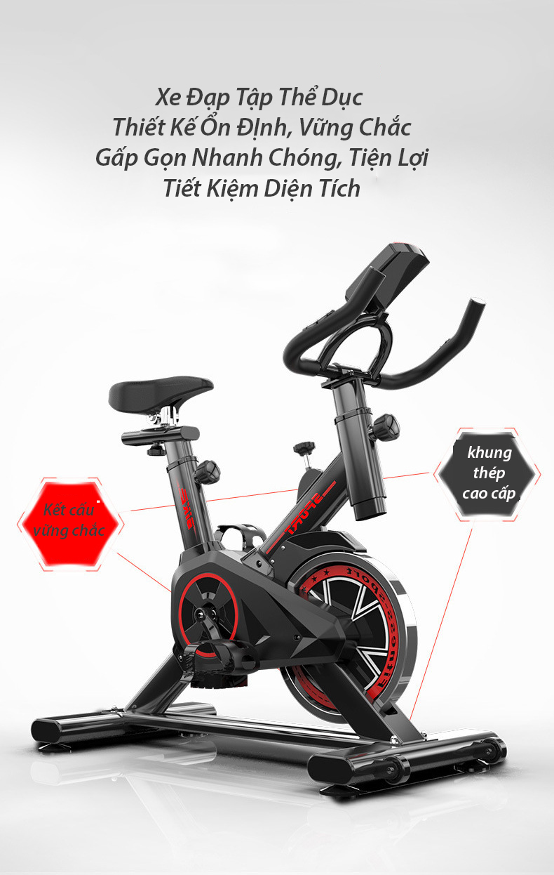 Xe đạp tập gym thể dục tại nhà Spin Bike, kiểu dáng thể thao Tặng kèm đồng hồ+Trụ đấm bốc