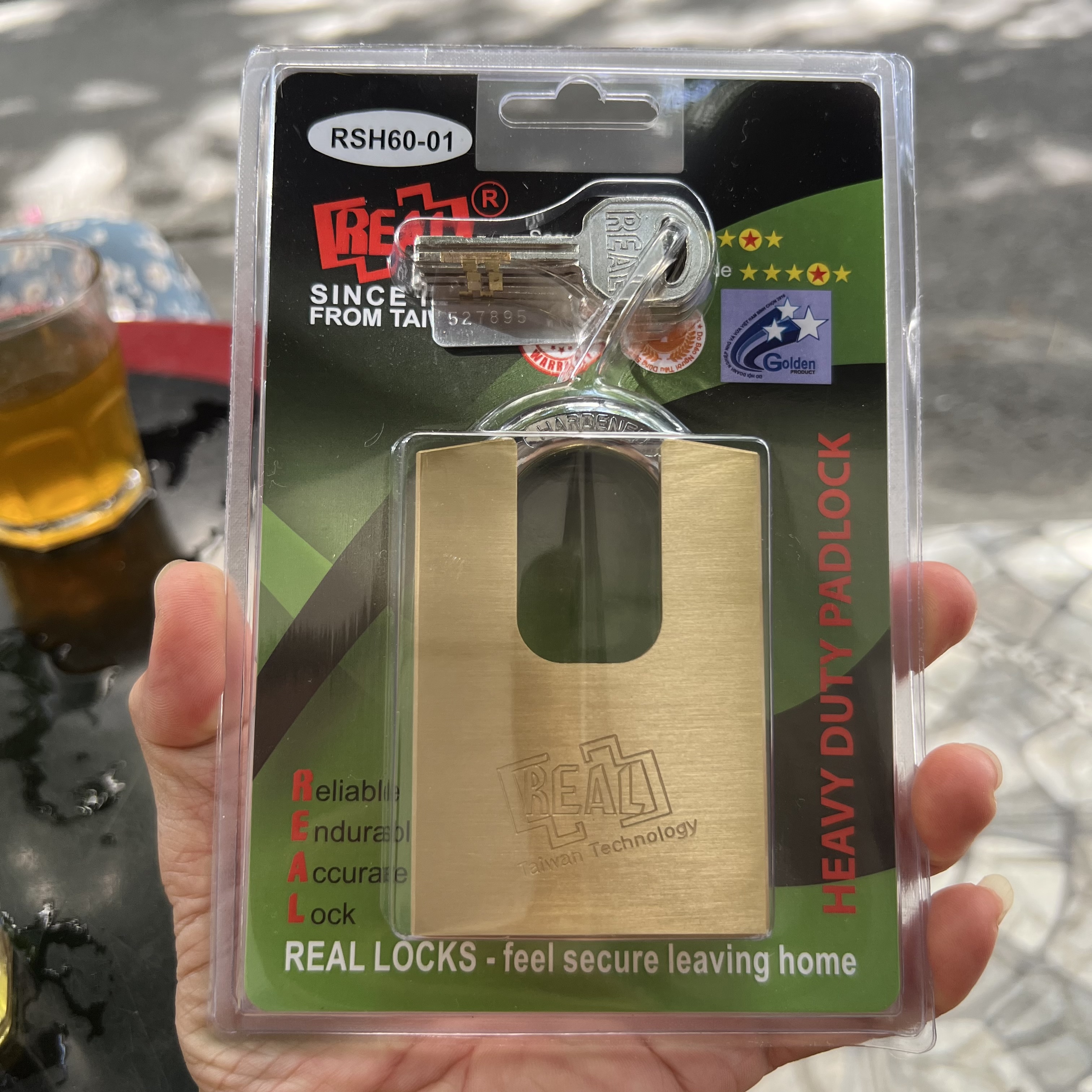 RSH60-01 Ổ khóa chống cắt vuông Real đồng thau 60mm