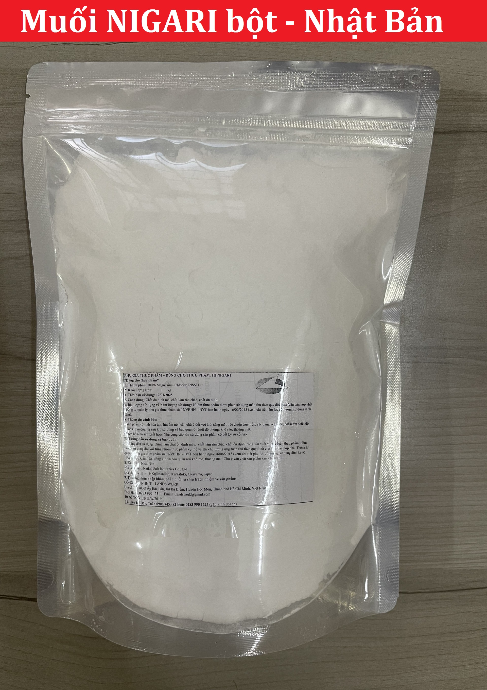 500g Muối Nigari Nhật Bản tạo đông đậu hũ đậu phụ (chiết từ bao 20kg)