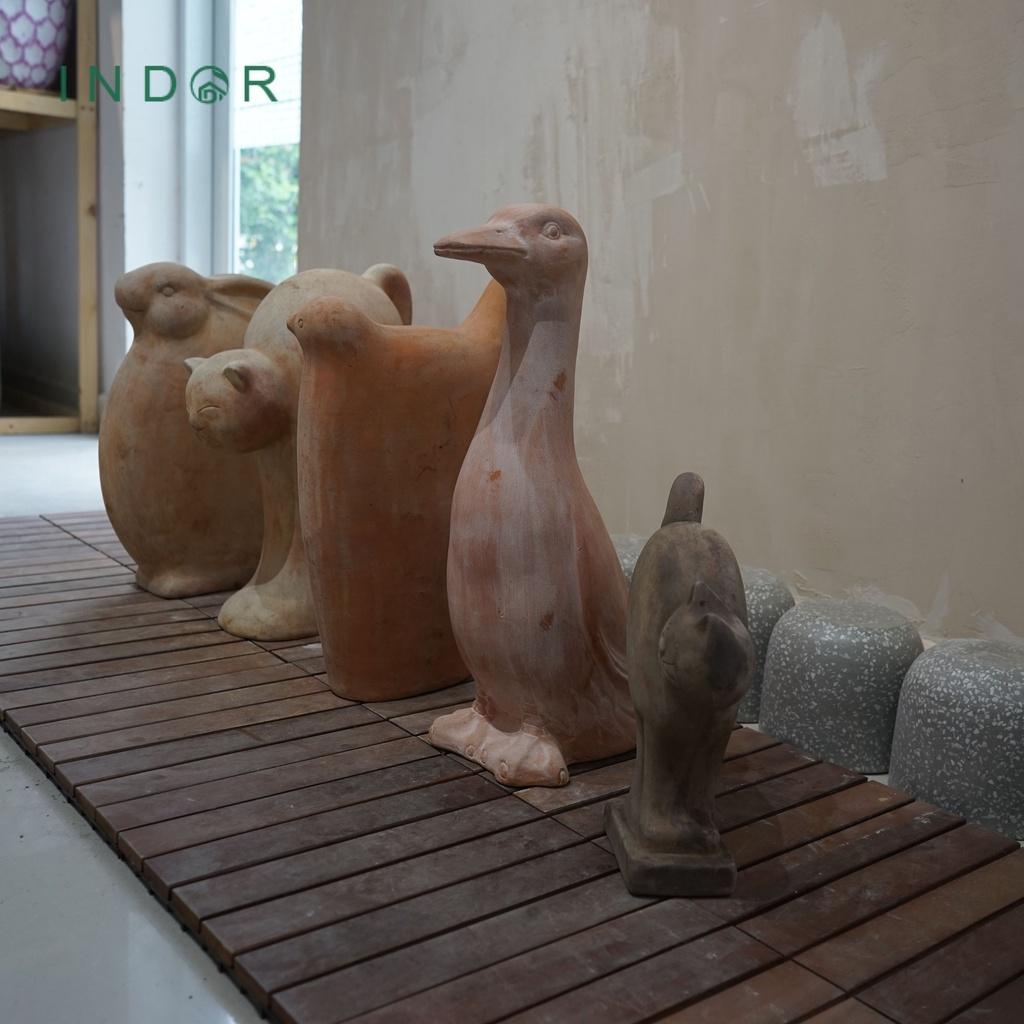 Tượng chú mèo thân tròn đuôi dài chất liệu đất nung terracotta Tượng decor Tượng trang trí nội ngoại thất